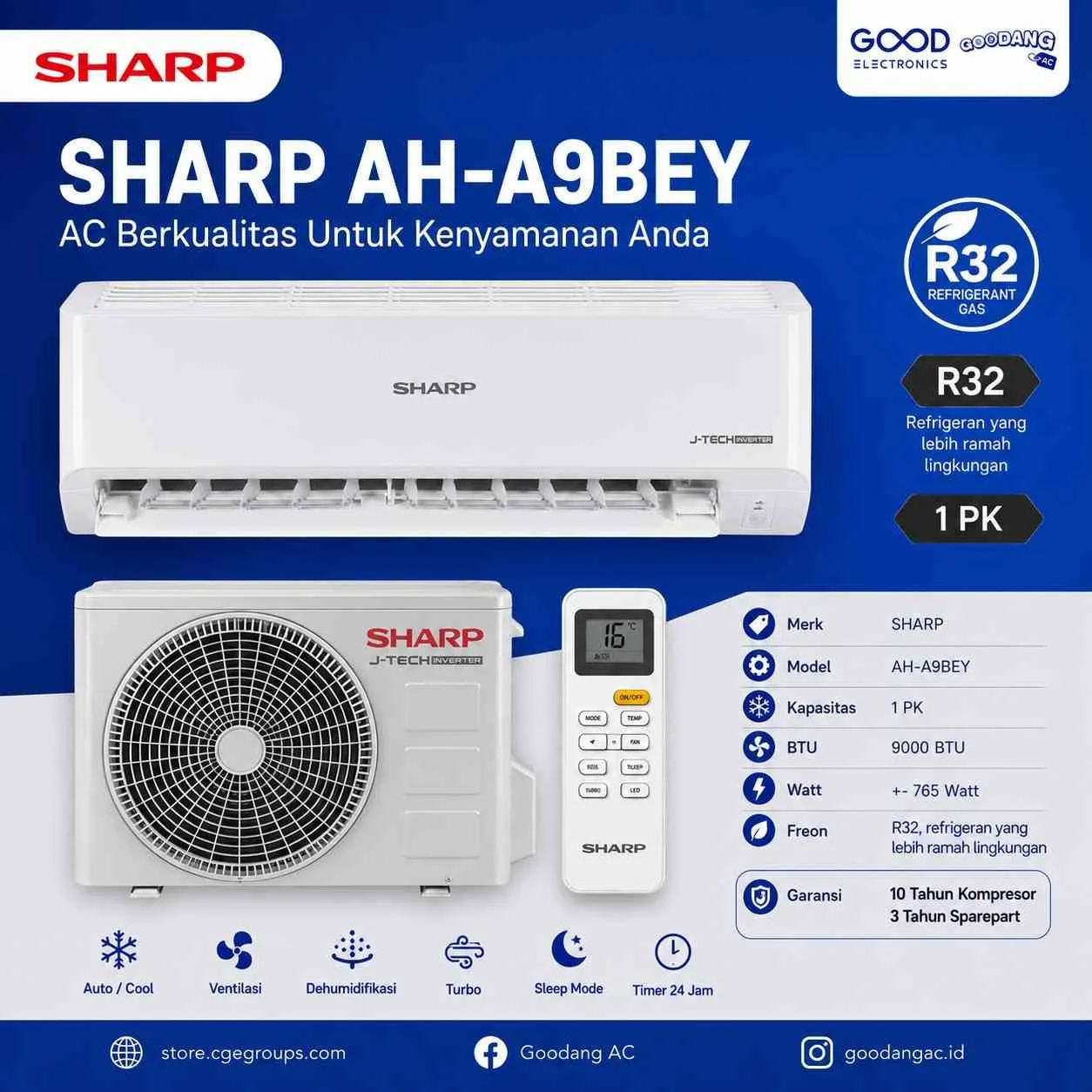 Unit Ac Merk SHARP AH-A9BEY 1 Pk